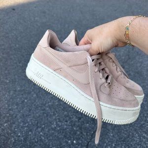 Nike Air Force 1 pink platform sneakers